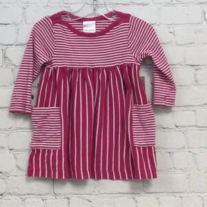Hanna Andersson 12-18M Pink Stripe Long Sleeve Dress with pockets